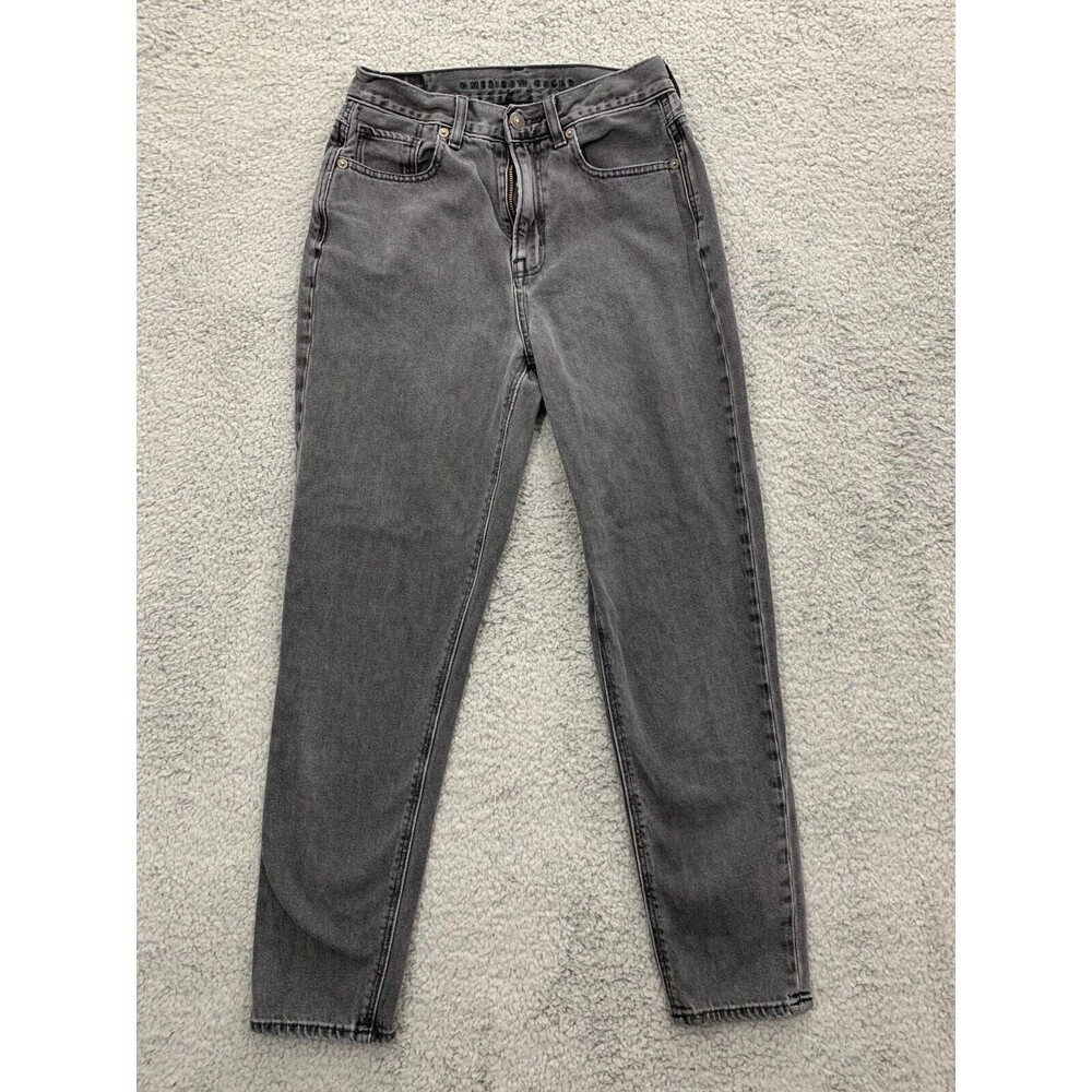 Women's American Eagle Size 2 Black Denim Jeans Straight Leg Cut 5 Pockets